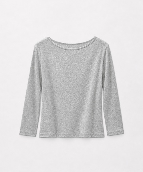 CANAL JEAN(キャナルジーン)の「bebyyou リブボート7分袖Tシャツ(Tシャツ/カットソー・レディース・ブラウン/チャコールグレー/ホワイト/ヘザーグレー/レッド・ONE SIZE)」の4枚目の写真