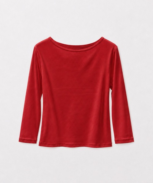CANAL JEAN(キャナルジーン)の「bebyyou リブボート7分袖Tシャツ(Tシャツ/カットソー・レディース・ブラウン/チャコールグレー/ホワイト/ヘザーグレー/レッド・ONE SIZE)」の8枚目の写真