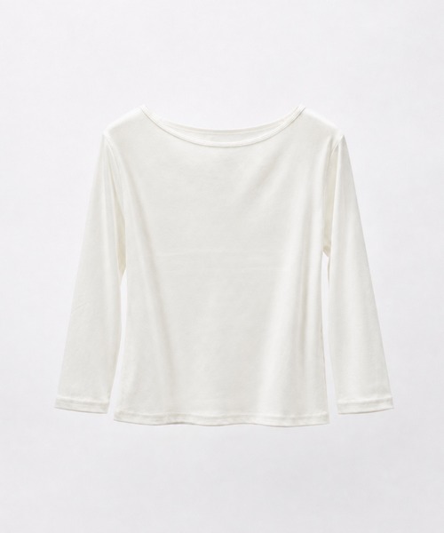 CANAL JEAN(キャナルジーン)の「bebyyou リブボート7分袖Tシャツ(Tシャツ/カットソー・レディース・ブラウン/チャコールグレー/ホワイト/ヘザーグレー/レッド・ONE SIZE)」の6枚目の写真