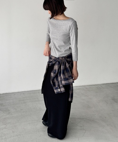 CANAL JEAN(キャナルジーン)の「bebyyou リブボート7分袖Tシャツ(Tシャツ/カットソー・レディース・ブラウン/チャコールグレー/ホワイト/ヘザーグレー/レッド・ONE SIZE)」の20枚目の写真
