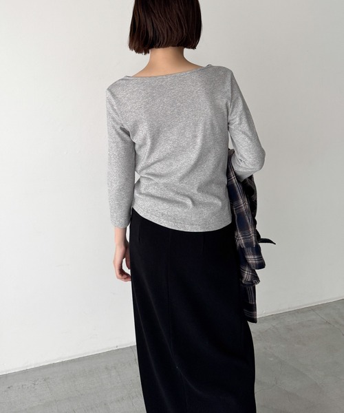 CANAL JEAN(キャナルジーン)の「bebyyou リブボート7分袖Tシャツ(Tシャツ/カットソー・レディース・ブラウン/チャコールグレー/ホワイト/ヘザーグレー/レッド・ONE SIZE)」の21枚目の写真