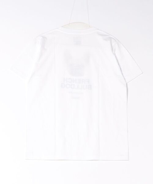 Moftique(モフティック)の「Moftique(モフティック) エントリーモデル 半袖Tシャツ アニマル フレンチブルドッグ 犬 ペット インクジェットプリント 褪せ感 4.0オンス 薄手 トップス カットソー 夏 カジュアル レディース ユニセックス(Tシャツ/カットソー・レディース・ホワイト・S)」の2枚目の写真
