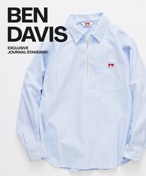 BEN DAVIS(ベンデイビス)の「BEN DAVIS / ベンデイビス 別注 LS ST ハーフ ジップシャツ(シャツ/ブラウス・メンズ・レッド/ブラック/ブルー系その他/アイボリー・MEDIUM/LARGE)」の3枚目の写真