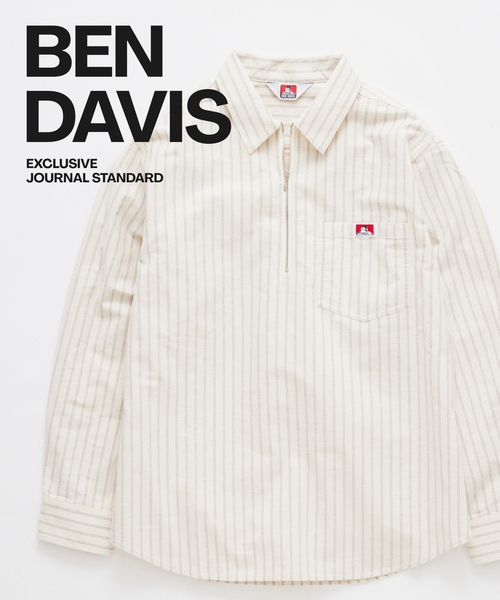 BEN DAVIS(ベンデイビス)の「BEN DAVIS / ベンデイビス 別注 LS ST ハーフ ジップシャツ(シャツ/ブラウス・メンズ・レッド/ブラック/ブルー系その他/アイボリー・MEDIUM/LARGE)」の2枚目の写真