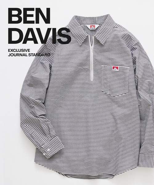 BEN DAVIS(ベンデイビス)の「BEN DAVIS / ベンデイビス 別注 LS ST ハーフ ジップシャツ(シャツ/ブラウス・メンズ・レッド/ブラック/ブルー系その他/アイボリー・MEDIUM/LARGE)」の1枚目の写真