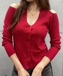 ホルターネック背中開きニットトップス