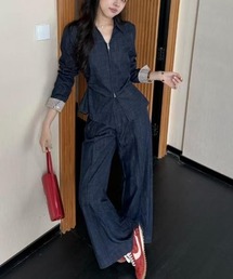 襟付きシャツパンツセットアップ
