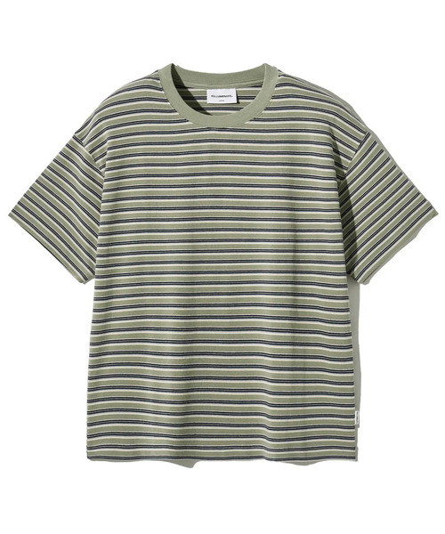 F.ILLUMINATE(フィルミネイト)の「セミクロップトーンオントーンストライプTシャツ-3カラー(Tシャツ/カットソー・レディース・グレー/ダークグレー/Olive・MEDIUM/LARGE/SMALL)」の3枚目の写真