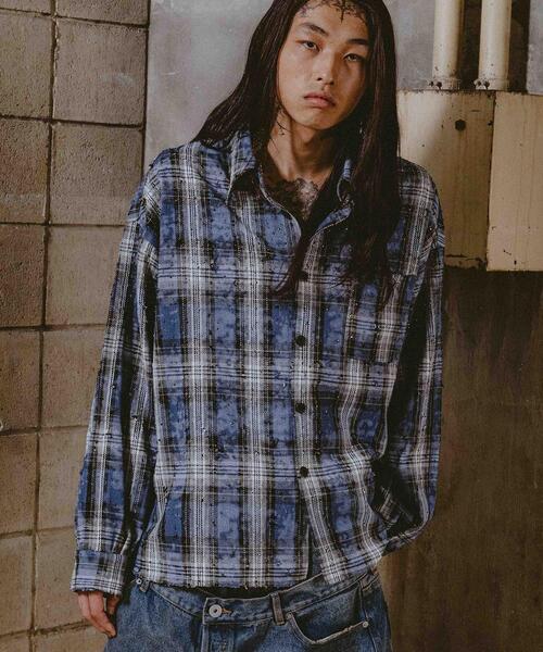 FR(13)NDS（フレンズ）の「FR(13)NDS/フレンズ/RHINES STONE DAMEGE SHIRTS（シャツ/ブラウス・メンズ・ブラック/ブルー・M/L）」の2枚目の写真