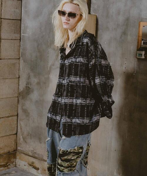FR(13)NDS（フレンズ）の「FR(13)NDS/フレンズ/RHINES STONE DAMEGE SHIRTS（シャツ/ブラウス・メンズ・ブラック/ブルー・M/L）」の14枚目の写真