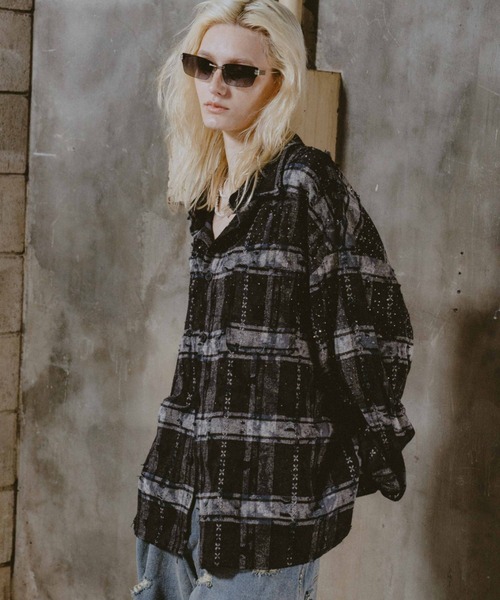 FR(13)NDS（フレンズ）の「FR(13)NDS/フレンズ/RHINES STONE DAMEGE SHIRTS（シャツ/ブラウス・メンズ・ブラック/ブルー・M/L）」の3枚目の写真