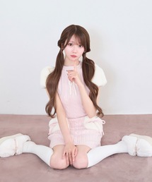 Fur point knit mini onepiece