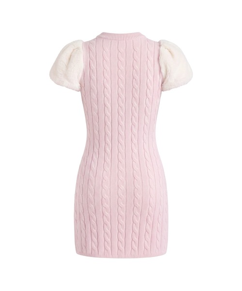 Rose Muse（ロゼミューズ）の「Fur point knit mini onepiece（ワンピース・レディース・ホワイト/ピンク・FREE）」の6枚目の写真