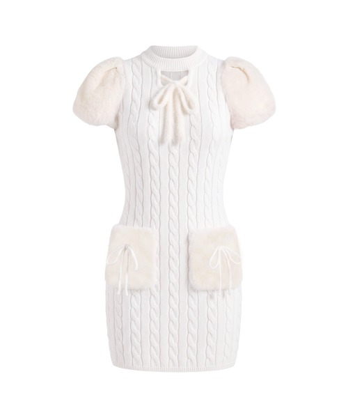 Rose Muse（ロゼミューズ）の「Fur point knit mini onepiece（ワンピース・レディース・ホワイト/ピンク・FREE）」の11枚目の写真