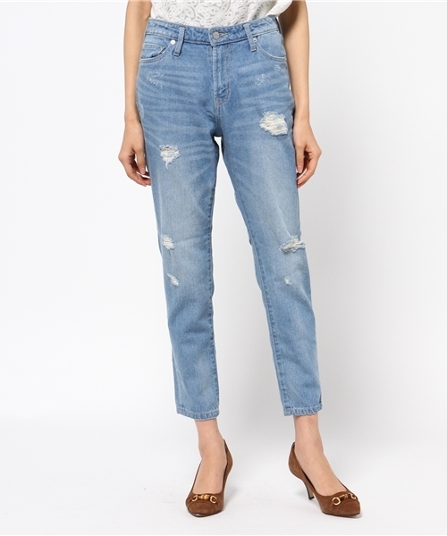 archives（アルシーヴ）の「ダメージテーパードパンツ（デニムパンツ・レディース・ロイヤルブルー/ブルー・SMALL/MEDIUM）」の2枚目の写真