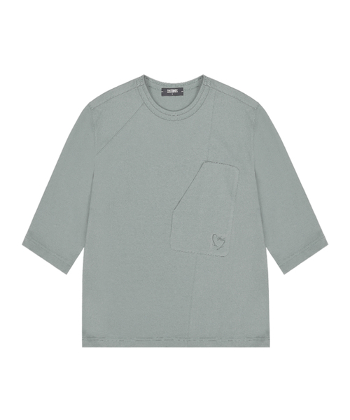 CUSTOMUS(カスタムアース)の「サイ線切りハート刺繍7部袖ラウンドTシャツ CXS24MKRT309 KHA(Tシャツ/カットソー・メンズ・カーキ・X-LARGE/MEDIUM/LARGE)」の2枚目の写真