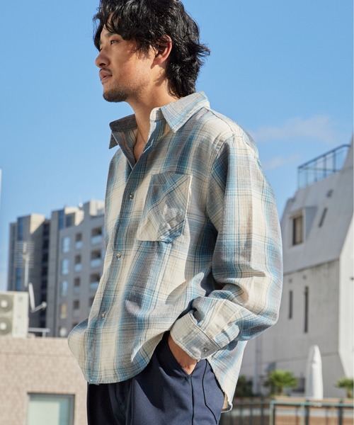 ROOPTOKYO（ループトウキョウ）の「クロップド ソフト フランネル チェックシャツ チェック柄 アウター レーヨン ユニセックス カジュアル 韓国系 2026秋冬 秋服 冬服（シャツ/ブラウス・メンズ・ホワイト/サックスブルー/マスタード・LL/M/L）」の19枚目の写真