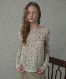 Vine Flower シャーリングTシャツ_クリーム(OB6TP18)