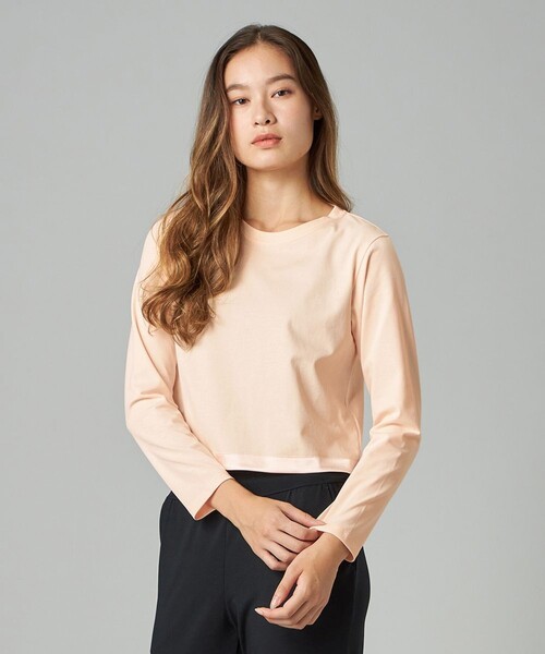 Chacott（チャコット）の「HandsomeCotton クロップドTシャツ（その他トップス・レディース・ホワイト/ピンク系その他・M/L）」の2枚目の写真
