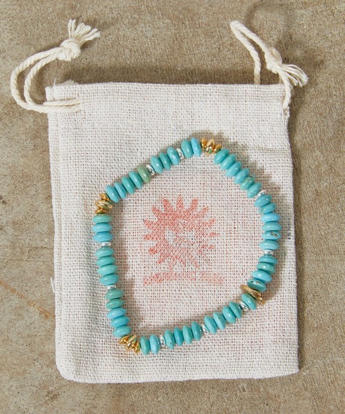 Akashic Tree(アカシックツリー)の「Akashic Tree/アカシックツリー ターコイズブレスレット ハンドメイド スクエア ブレスレット メンズ レディース アクセサリー 2026年秋冬 秋服(ブレスレット・メンズ・サックスブルー・FREE)」の2枚目の写真