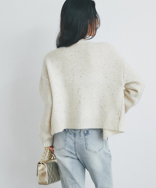 La boutique BonBon(ラブティックボンボン)の「スパンコールモヘヤカーディガン(アンサンブル・レディース・グレー/ピンク/オフホワイト・FREE)」の7枚目の写真