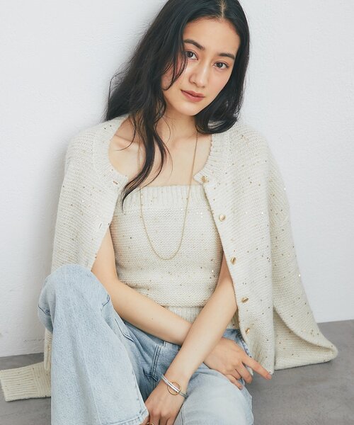 La boutique BonBon(ラブティックボンボン)の「スパンコールモヘヤカーディガン(アンサンブル・レディース・グレー/ピンク/オフホワイト・FREE)」の13枚目の写真