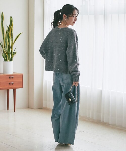 La boutique BonBon(ラブティックボンボン)の「スパンコールモヘヤカーディガン(アンサンブル・レディース・グレー/ピンク/オフホワイト・FREE)」の21枚目の写真