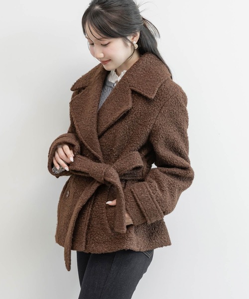 RANDA(ランダ)の「ループボアビッグカラーコート(その他アウター・レディース・アイボリー/ブラウン/ベージュ・0/1)」の2枚目の写真