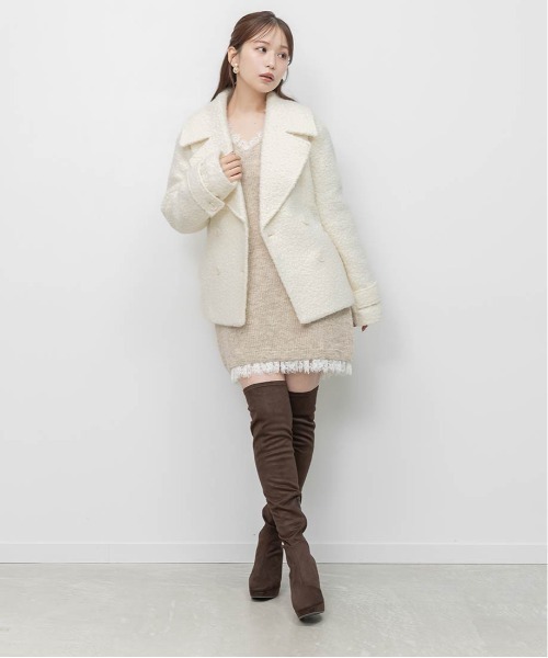 RANDA(ランダ)の「ループボアビッグカラーコート(その他アウター・レディース・アイボリー/ブラウン/ベージュ・0/1)」の9枚目の写真