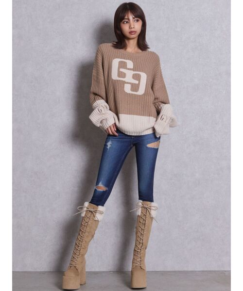 GYDA(ジェイダ)の「フェイクファードッキングレースアップチャンキーブーツ(ブーツ・レディース・ブラック/ベージュ・SMALL/MEDIUM/LARGE)」の20枚目の写真