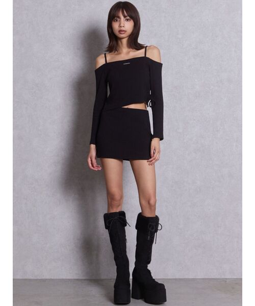 GYDA(ジェイダ)の「フェイクファードッキングレースアップチャンキーブーツ(ブーツ・レディース・ブラック/ベージュ・SMALL/MEDIUM/LARGE)」の22枚目の写真