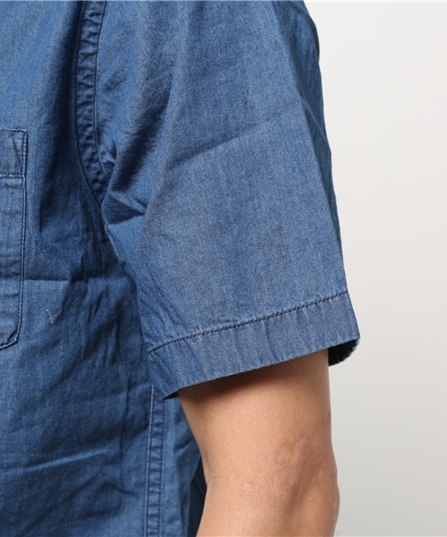 GLOBAL WORK（グローバルワーク）の「デニムバンドカラーシャツ半袖/717322（シャツ/ブラウス・メンズ・ライトブルー/ネイビー・X-LARGE/MEDIUM/LARGE/SMALL）」の6枚目の写真