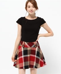 BLUE LABEL CRESTBRIDGE | クレストブリッジチェックウールビエラ　カットソーコンビネーションワンピース(ワンピース)