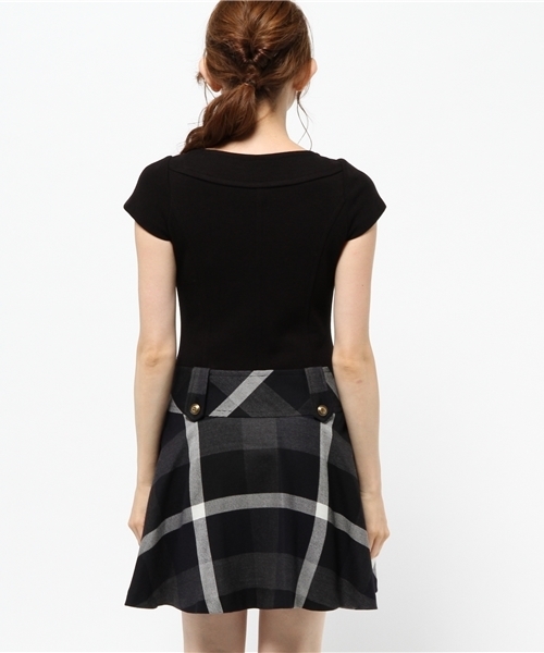 BLUE LABEL CRESTBRIDGE（ブルーレーベルクレストブリッジ）の「クレストブリッジチェックウールビエラ　カットソーコンビネーションワンピース（ワンピース・レディース・レッド/ネイビー/イエロー・38/36/34）」の7枚目の写真