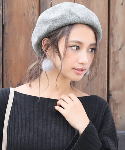 Luz Llena (NEY)（ラズレナニー）の「ベーシックベレー帽（ハンチング/ベレー帽・レディース・ブラック/グレー/キャメル/ボルドー/カーキ・ﾌﾘ-）」の3枚目の写真