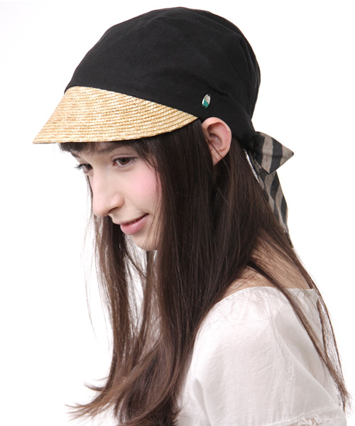 And A（アンドエー）の「マリンCAP（キャップ・レディース・ブラック/ベージュ・FREE）」の5枚目の写真