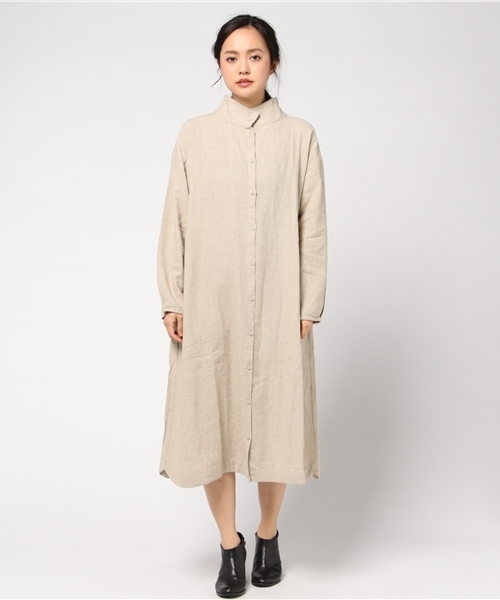 LBC（エルビーシー）の「レーヨン麻3WAYワンピース（シャツワンピース・レディース・ネイビー/ベージュ・LARGE/MEDIUM）」の2枚目の写真