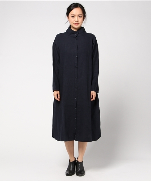 LBC（エルビーシー）の「レーヨン麻3WAYワンピース（シャツワンピース・レディース・ネイビー/ベージュ・LARGE/MEDIUM）」の3枚目の写真