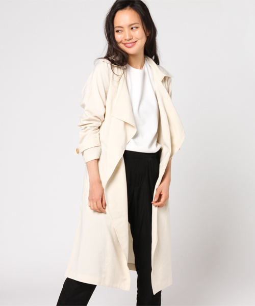 Honeys（ハニーズ）の「テロンチコート（トレンチコート・レディース・ネイビー/ベージュ/ライトベージュ/アイボリー/カーキ/ピンク・M/L）」の2枚目の写真