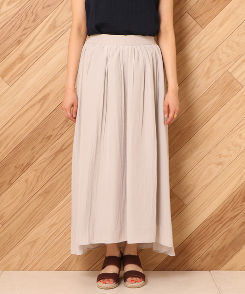 un dix cors（アンディコール）の「パウダーサテンマキシスカート（スカート・レディース・グレー/キャメル/ネイビー/カーキ・ﾌﾘ-）」の2枚目の写真