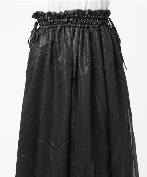 earth music&ecology（アースミュージックアンドエコロジー）の「・ウエストギャザーシフォンロングスカート（スカート・レディース・ベージュ/ブラック/ライトグレー・FREE）」の7枚目の写真