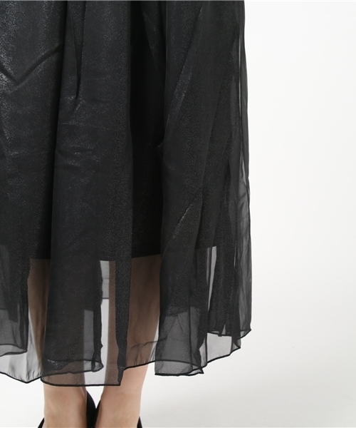 earth music&ecology（アースミュージックアンドエコロジー）の「・ウエストギャザーシフォンロングスカート（スカート・レディース・ベージュ/ブラック/ライトグレー・FREE）」の9枚目の写真