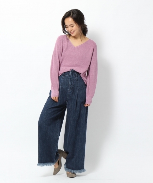 laboratory work(ラボラトリーワーク)の「ラメアンゴラ混畔Vプルオーバー(ニット/セーター・レディース・ライトグレー/ラベンダー/ブラウン系その他/ブルー系その他・MEDIUM)」の10枚目の写真