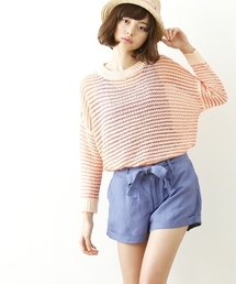WEGO/レーヨン麻ロールアップショーツ