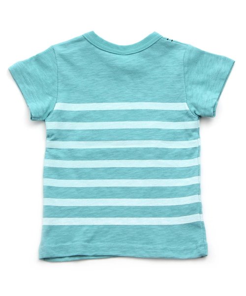 apres les cours(アプレレクール)の「ボーダーカメラTシャツ(Tシャツ/カットソー・キッズ・ターコイズブルー/グレー/オフホワイト・80/130/140/120/110/100/90)」の6枚目の写真