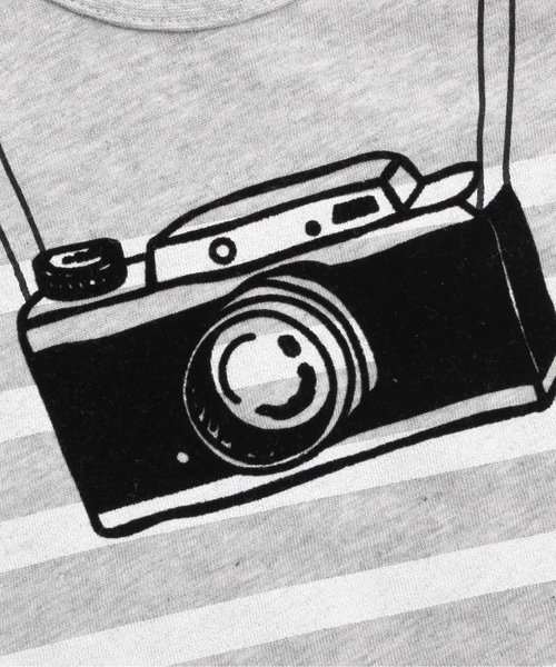 apres les cours(アプレレクール)の「ボーダーカメラTシャツ(Tシャツ/カットソー・キッズ・ターコイズブルー/グレー/オフホワイト・80/130/140/120/110/100/90)」の8枚目の写真