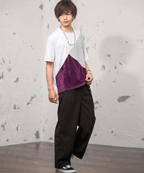 MinoriTY（マイノリティ）の「Ｔシャツ/ベロア切替（Tシャツ/カットソー・メンズ・ホワイト/ブラック/グレー/ホワイト系その他・M/L/XL）」の6枚目の写真