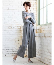 ツータックチェックワイドパンツ