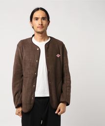 DANTON ダントン ノーカラー フリース ジャケット ブラウン 42サイズ DANTON ノーカラー ジャケット ブラウン