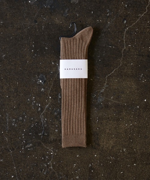 HARUSAKU(ハルサク)の「HARUSAKU Men's PLAIN RIB SOCKS:ハルサク メンズ 無地リブ ロングソックス(ソックス/靴下・メンズ・ブラック/インディゴブルー/ダークグレー/レッド/ベージュ/ブラウン/チャコールグレー・M/L/S)」の4枚目の写真